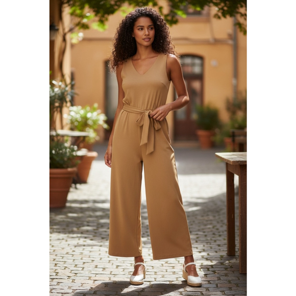 Calvin Klein Pants - Calvin Klein Sleeveless V-Neck Belted Jumpsuit 18W